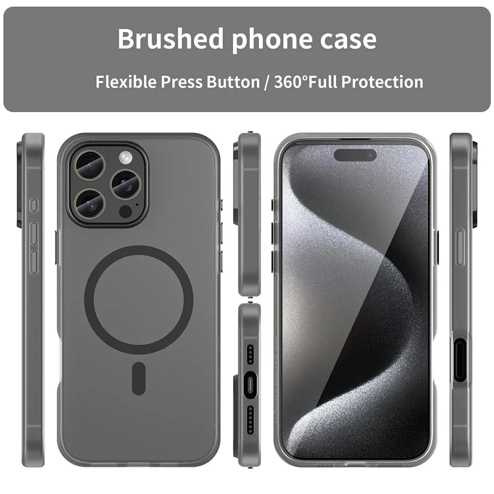 For iPhone 16 Pro Max Case Compatible with MagSafe TPU + PC Slim Matte Translucent Phone Cover - Black - 3