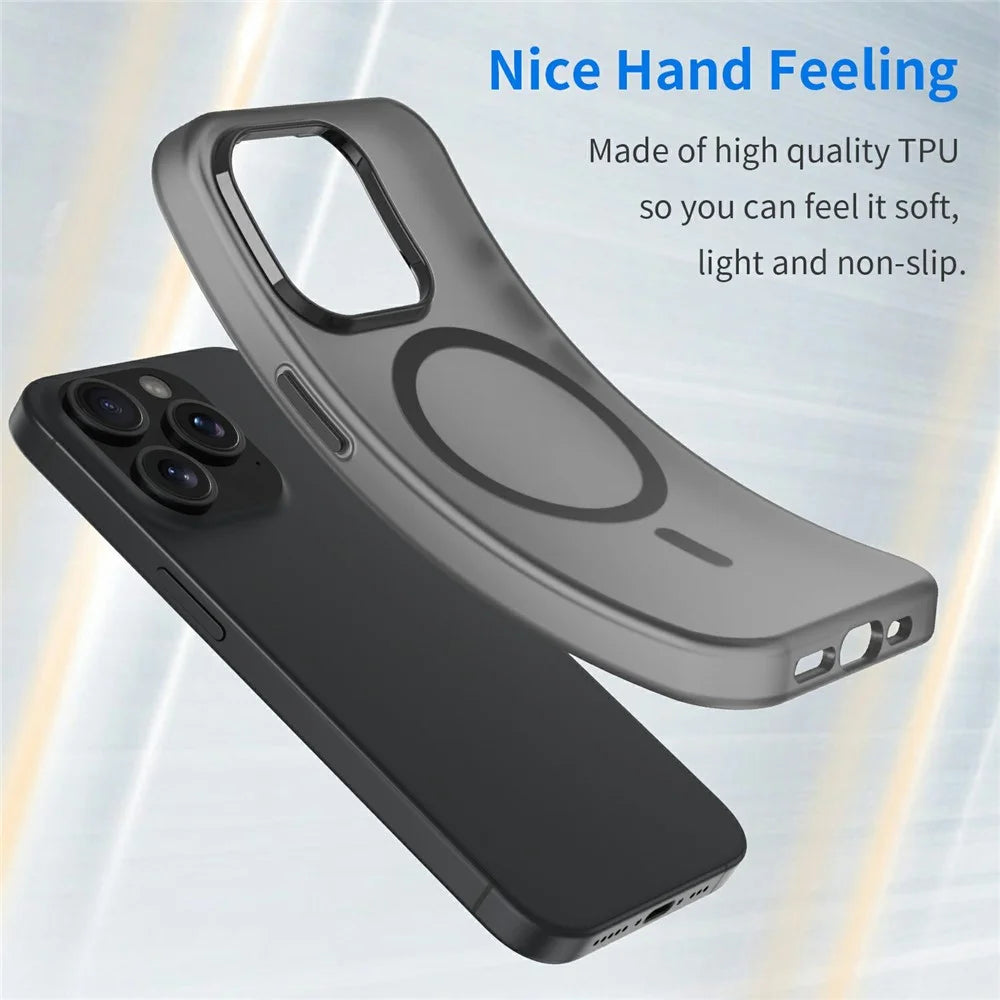 For iPhone 16 Pro Max Case Compatible with MagSafe TPU + PC Slim Matte Translucent Phone Cover - Black - 4