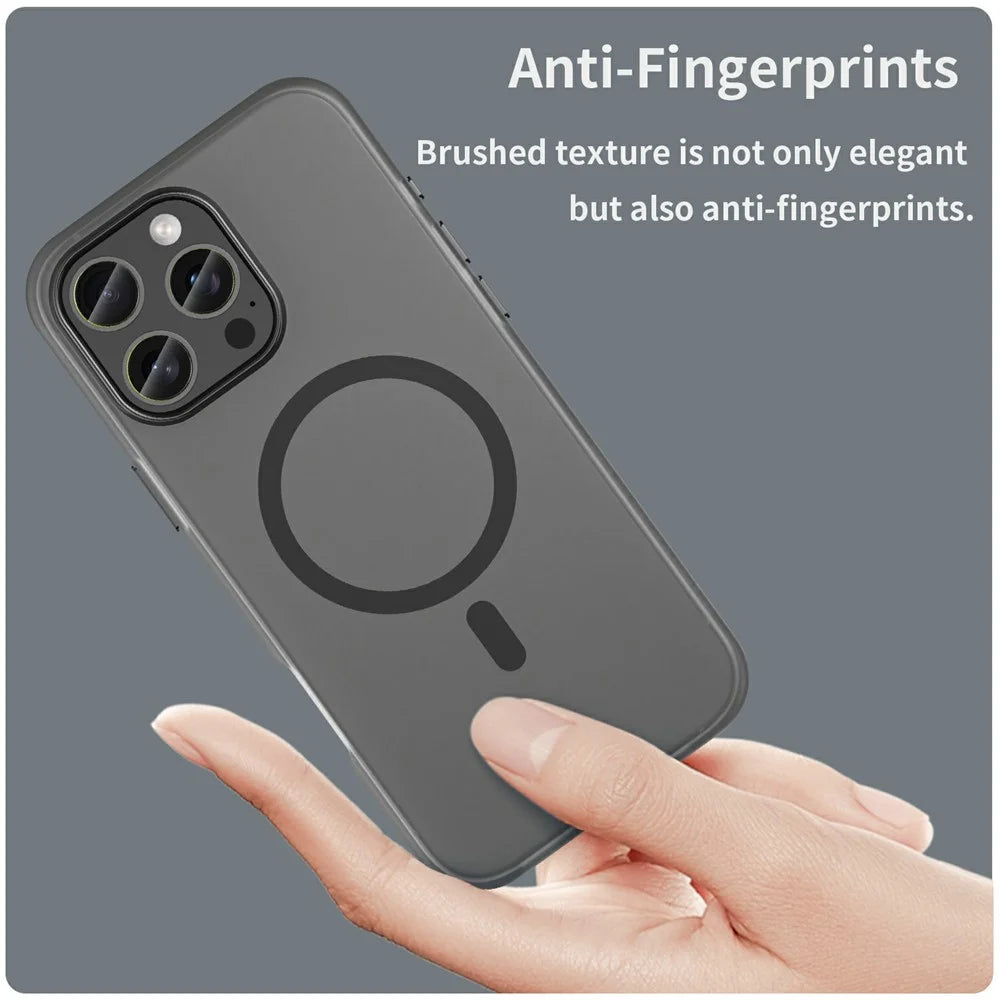 For iPhone 16 Pro Max Case Compatible with MagSafe TPU + PC Slim Matte Translucent Phone Cover - Black - 5