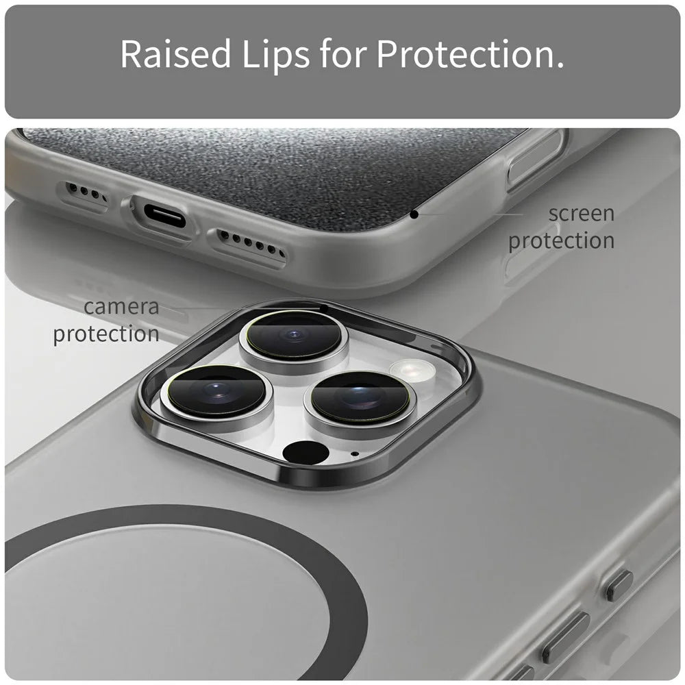 For iPhone 16 Pro Max Case Compatible with MagSafe TPU + PC Slim Matte Translucent Phone Cover - Black - 6