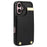 For iPhone 16 Case TPU+PU Leather Hardware Decor Phone Cover with Card Holder - Black - 2