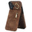 For iPhone 16 Case RFID Blocking Ring Kickstand Retro Leather+TPU Anti-fall Phone Cover - Brown - 1