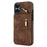 For iPhone 16 Plus Case RFID Blocking Ring Kickstand Retro Leather+TPU Anti-fall Phone Cover - Brown - 2