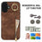 For iPhone 16 Plus Case RFID Blocking Ring Kickstand Retro Leather+TPU Anti-fall Phone Cover - Brown - 5