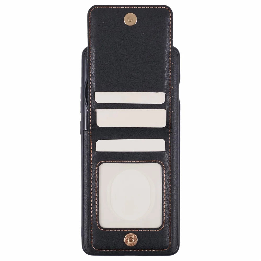 For OnePlus 12 5G Phone Case Rhombus Adhesive Card Bag with Kickstand RFID Blocking - Black - 4