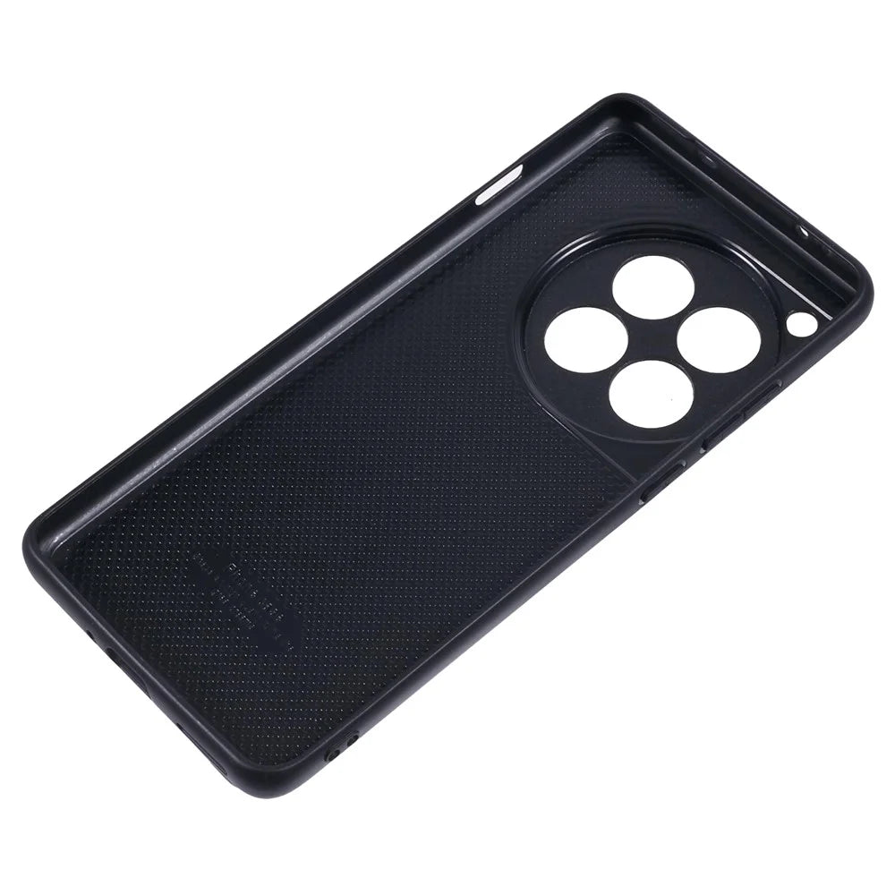For OnePlus 12 5G Phone Case Rhombus Adhesive Card Bag with Kickstand RFID Blocking - Black - 6