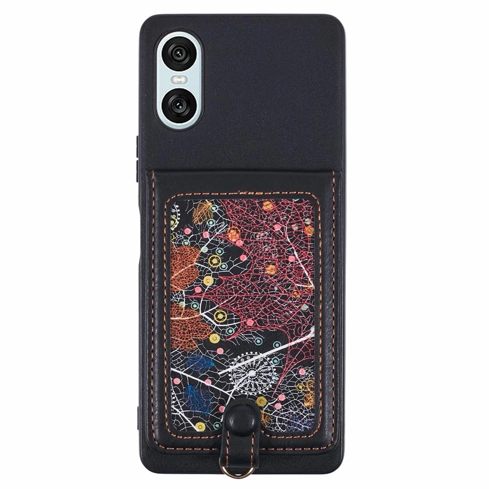 For Sony Xperia 10 VI Phone Case with Galaxy Card Bag Kickstand RFID Blocking - 1
