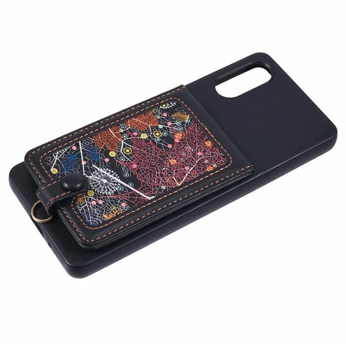 For Sony Xperia 10 VI Phone Case with Galaxy Card Bag Kickstand RFID Blocking - 5