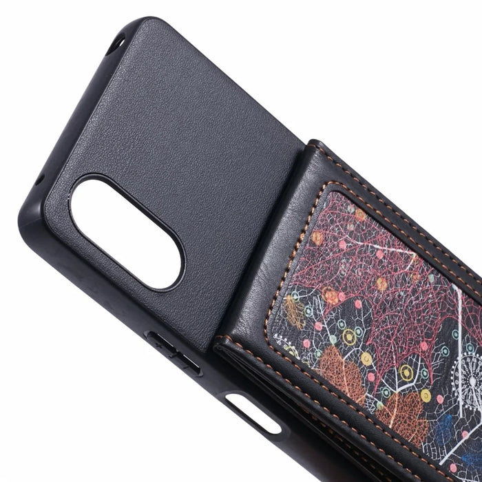 For Sony Xperia 10 VI Phone Case with Galaxy Card Bag Kickstand RFID Blocking - 7