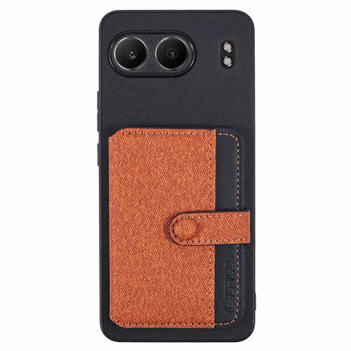 For OnePlus Nord 4 Phone Case Adhesive Card Bag Color Matching with Kickstand - Brown - 1