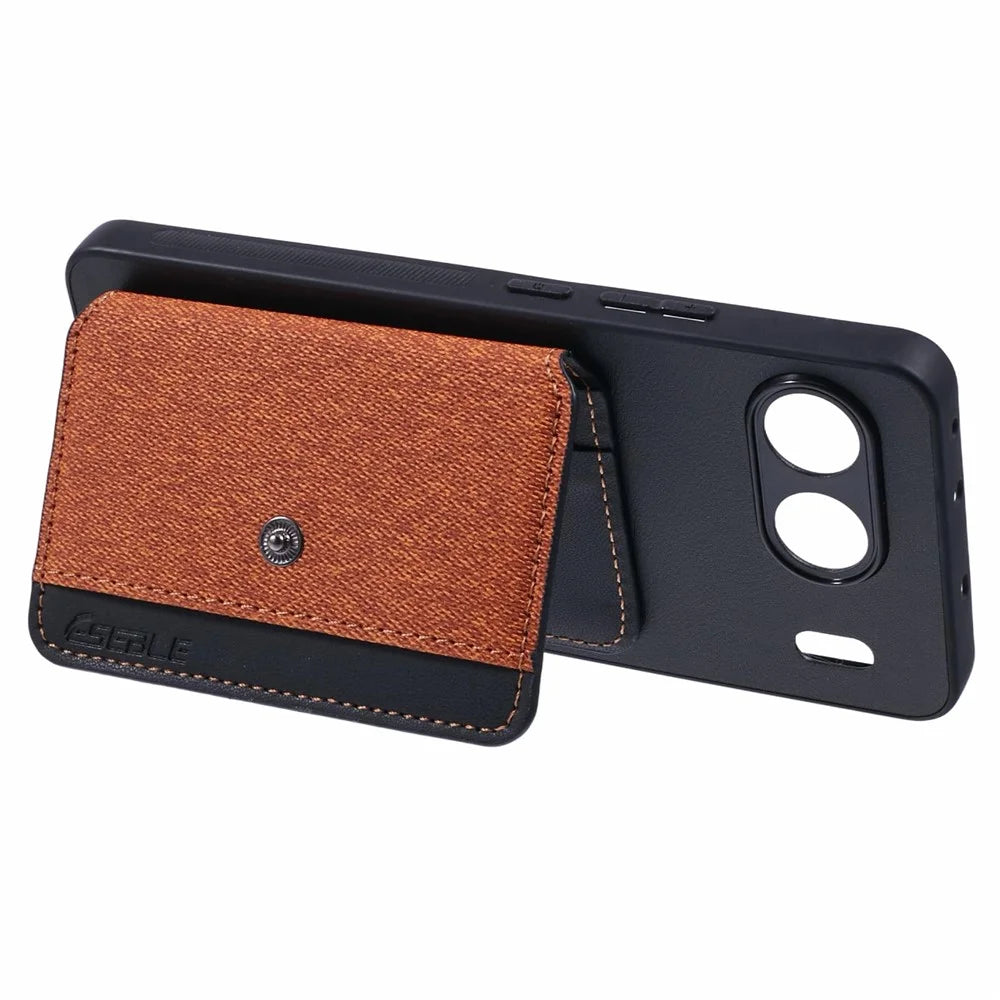 For OnePlus Nord 4 Phone Case Adhesive Card Bag Color Matching with Kickstand - Brown - 3