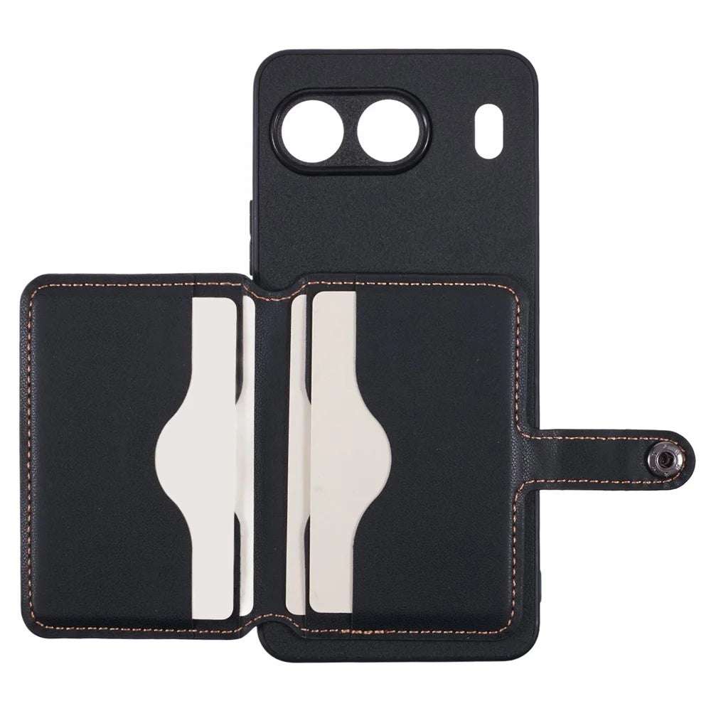 For OnePlus Nord 4 Phone Case Adhesive Card Bag Color Matching with Kickstand - Brown - 4