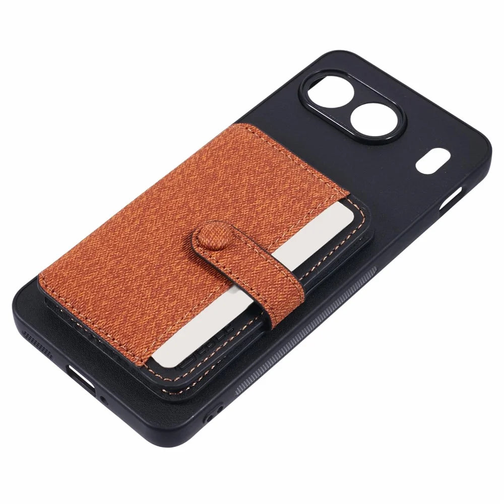 For OnePlus Nord 4 Phone Case Adhesive Card Bag Color Matching with Kickstand - Brown - 5