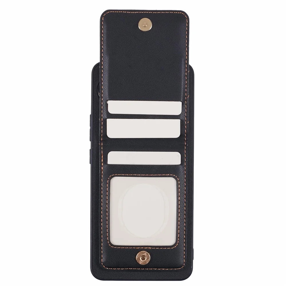 For OnePlus Nord 4 Phone Case Rhombus Adhesive Card Bag with Kickstand RFID Blocking - Black - 4