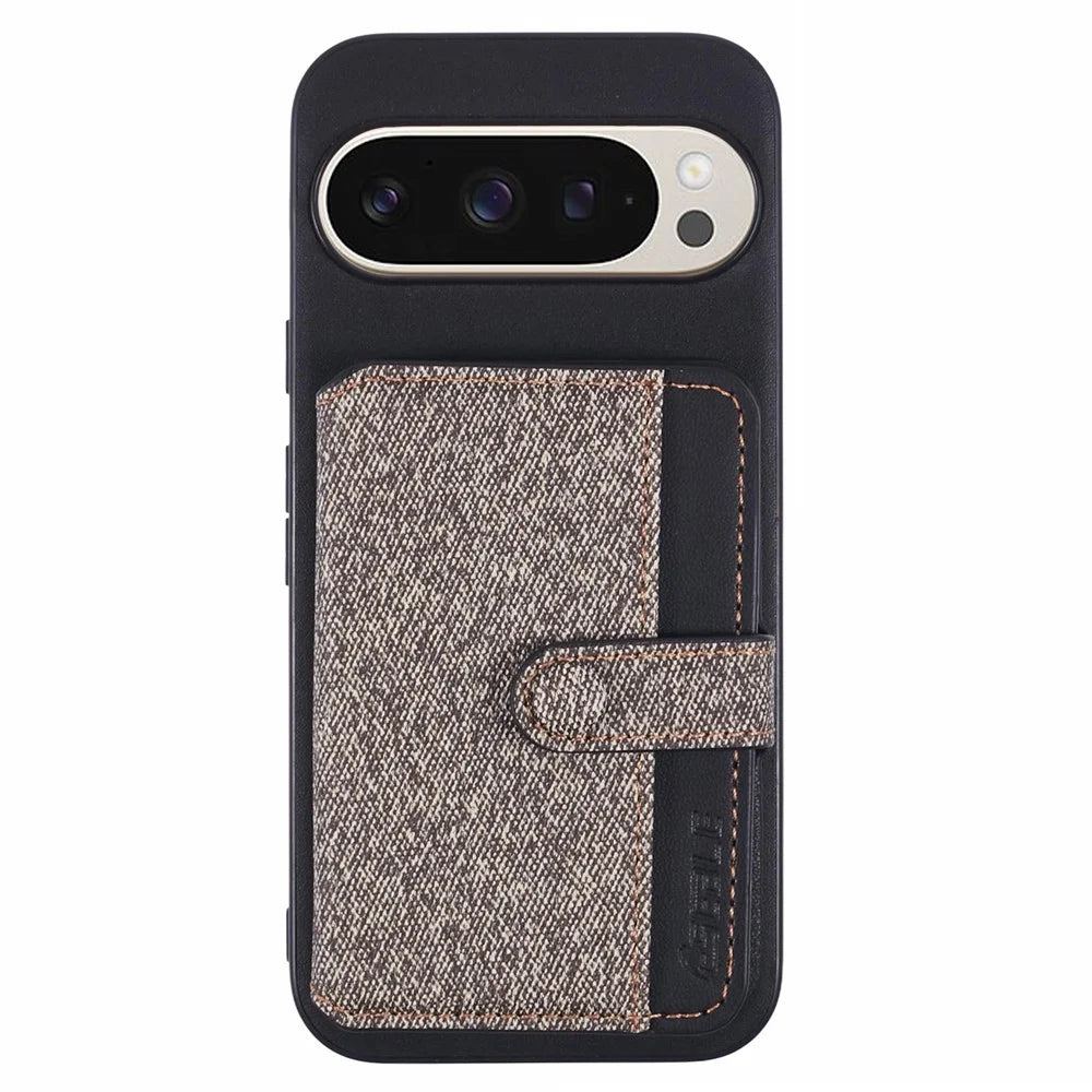 For Google Pixel 9 Pro  /  9 Phone Case Adhesive Card Bag Color Matching with Kickstand - Grey - 1