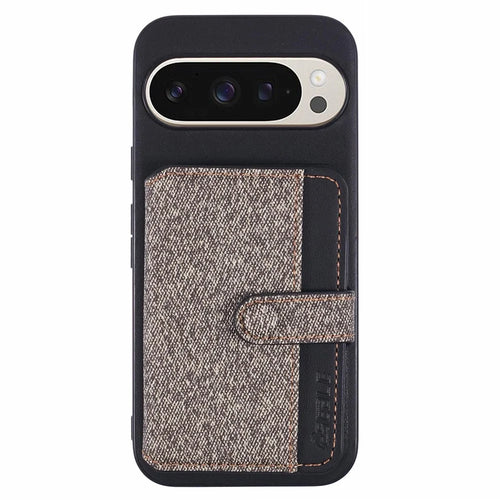 For Google Pixel 9 Pro  /  9 Phone Case Adhesive Card Bag Color Matching with Kickstand - Grey - 1