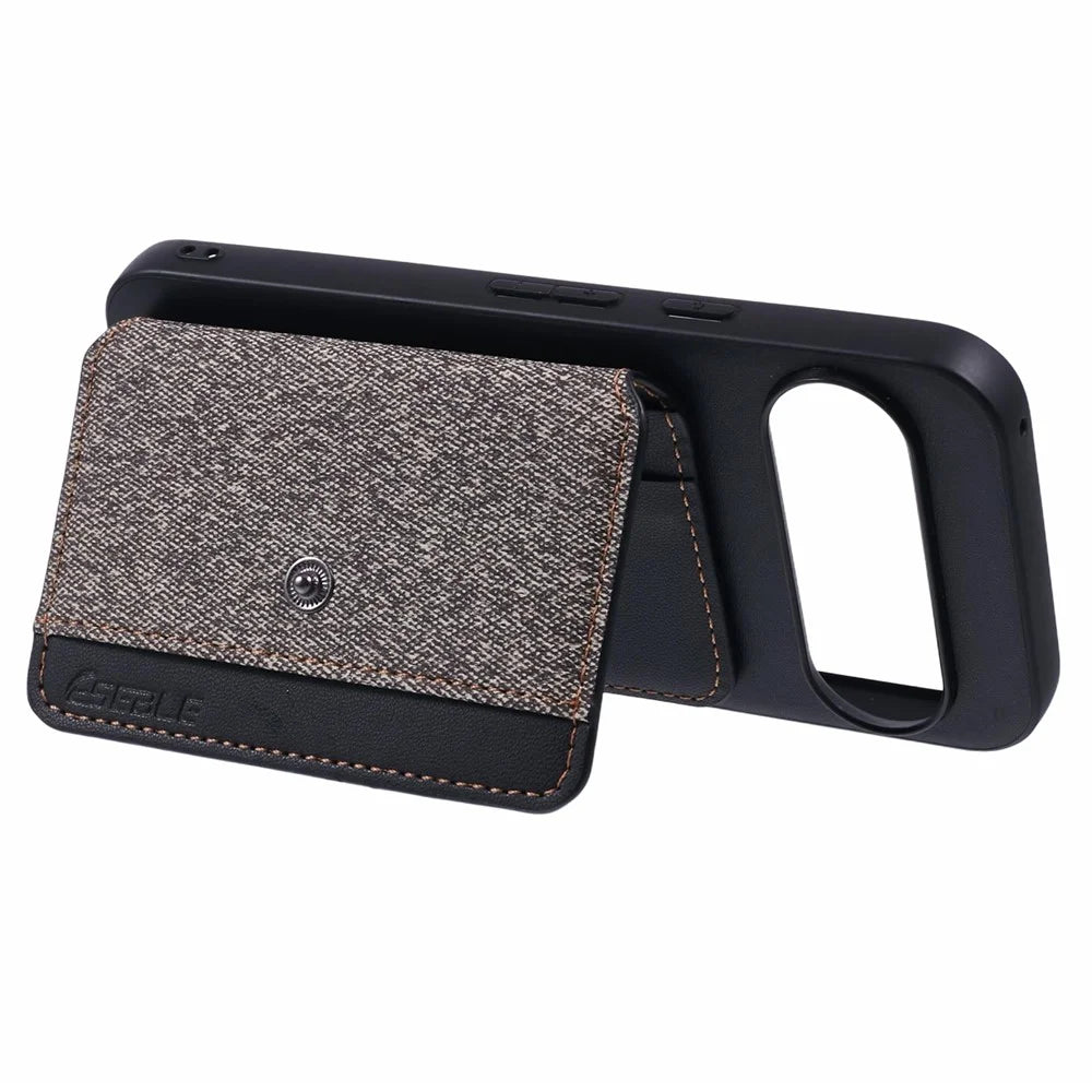 For Google Pixel 9 Pro  /  9 Phone Case Adhesive Card Bag Color Matching with Kickstand - Grey - 3