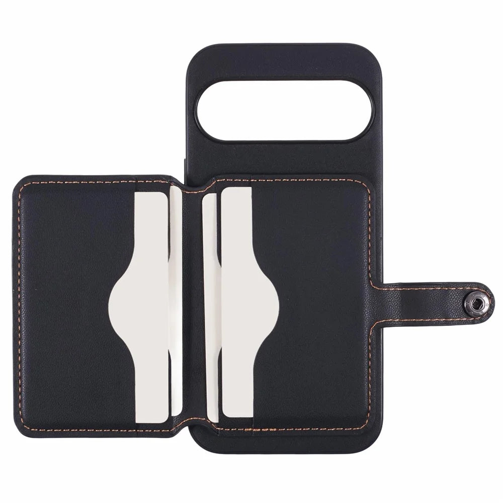 For Google Pixel 9 Pro  /  9 Phone Case Adhesive Card Bag Color Matching with Kickstand - Grey - 4