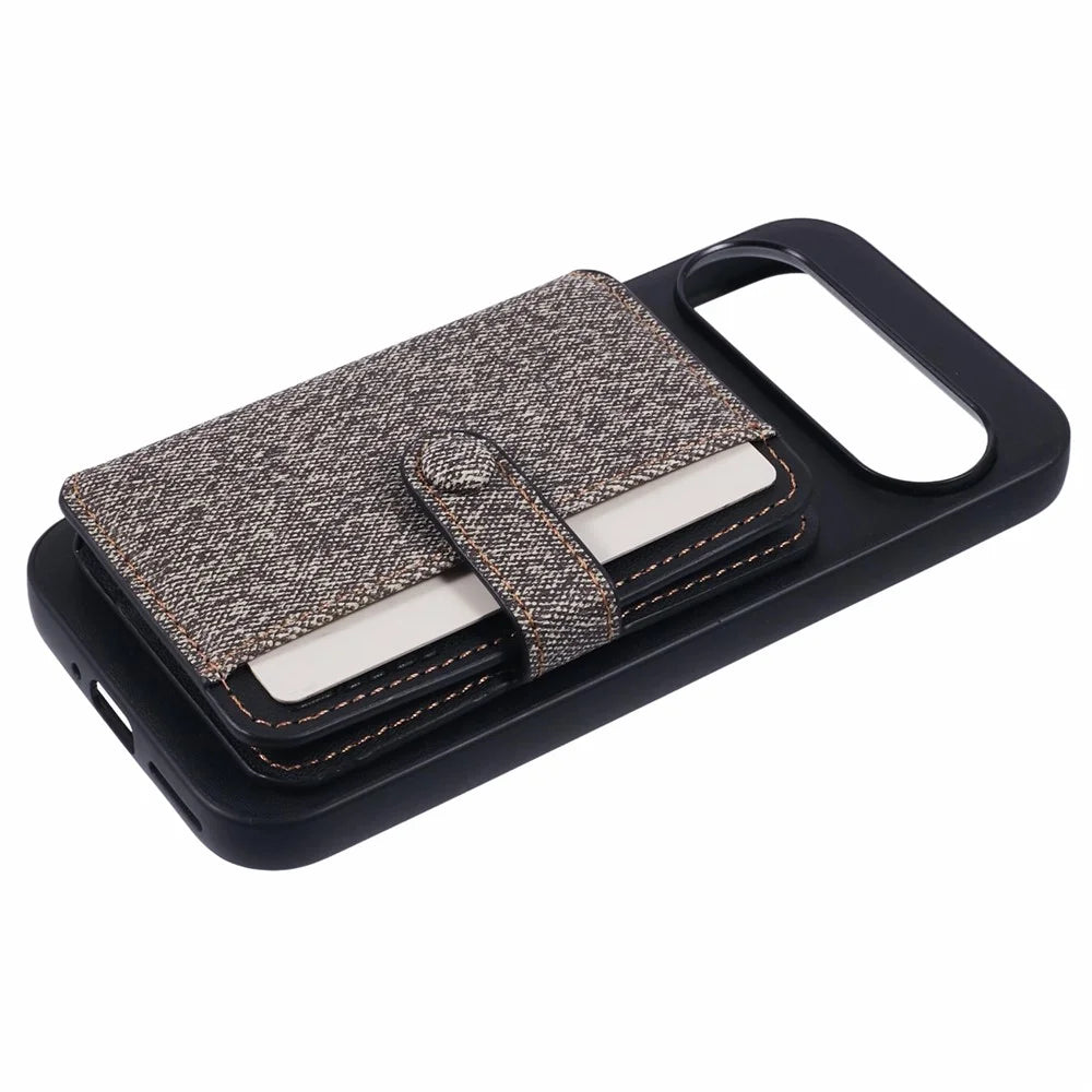 For Google Pixel 9 Pro  /  9 Phone Case Adhesive Card Bag Color Matching with Kickstand - Grey - 5