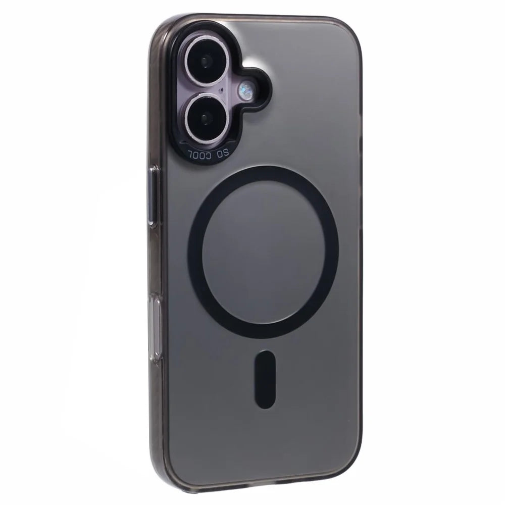 For iPhone 16 Plus Case Compatible with MagSafe Laser Effect TPU+Acrylic Phone Cover - Black - 1