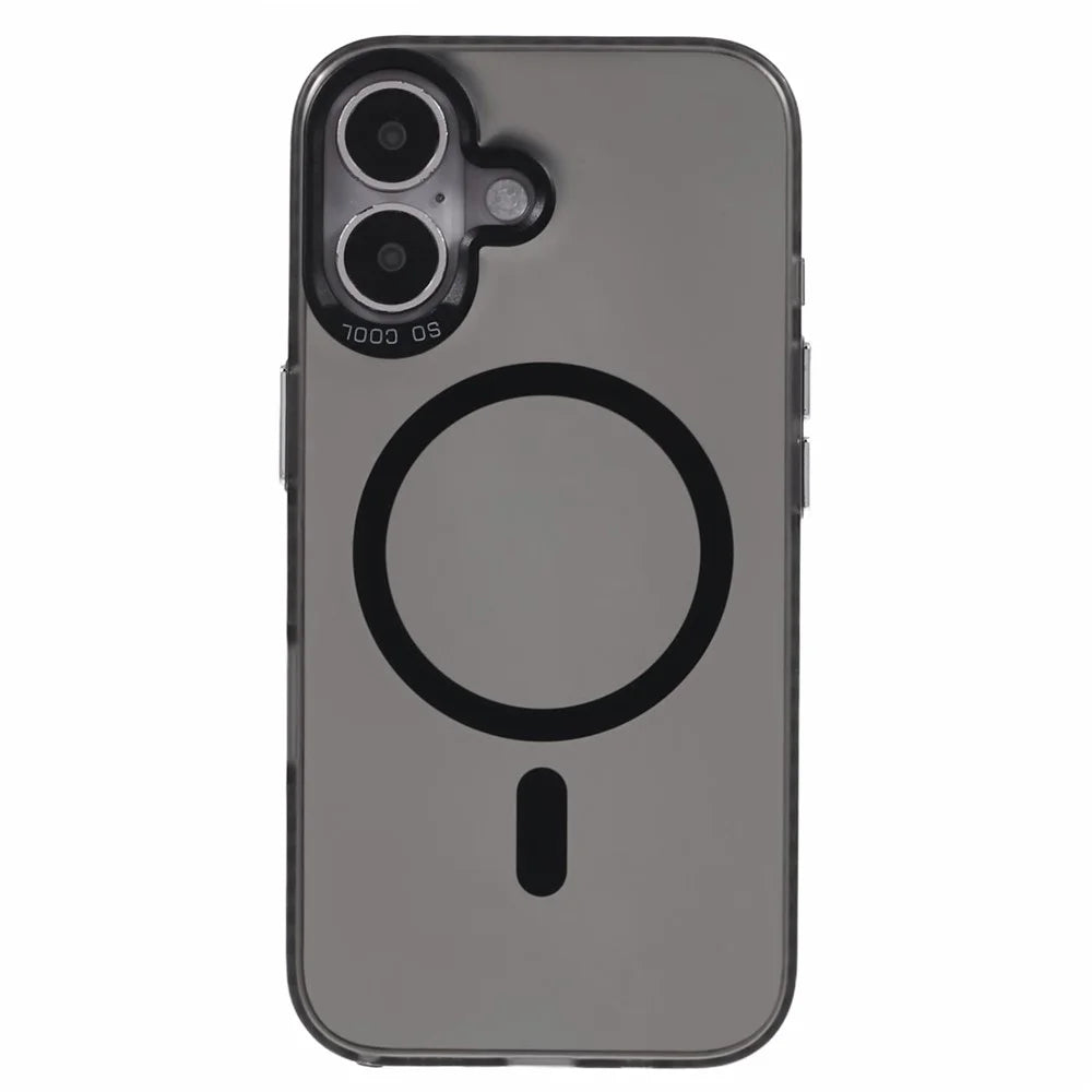 For iPhone 16 Plus Case Compatible with MagSafe Laser Effect TPU+Acrylic Phone Cover - Black - 3