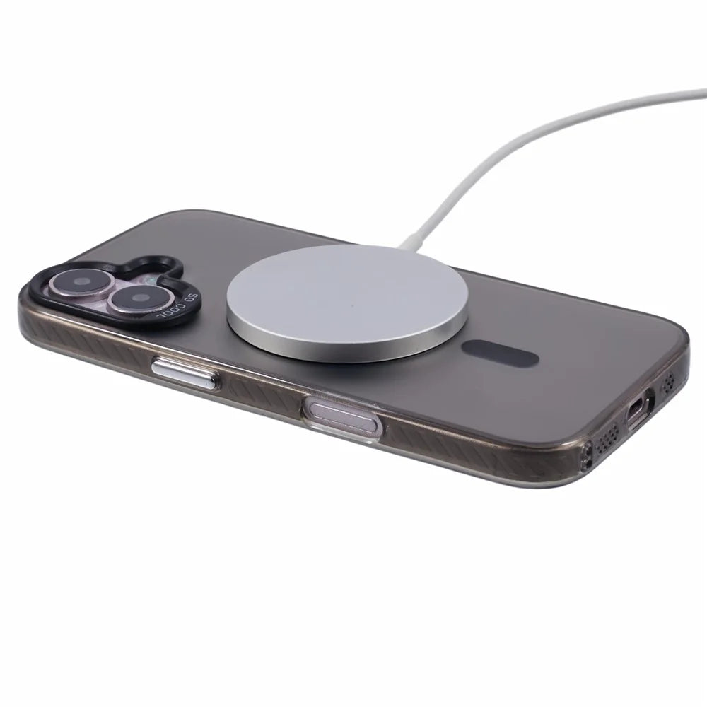 For iPhone 16 Plus Case Compatible with MagSafe Laser Effect TPU+Acrylic Phone Cover - Black - 4