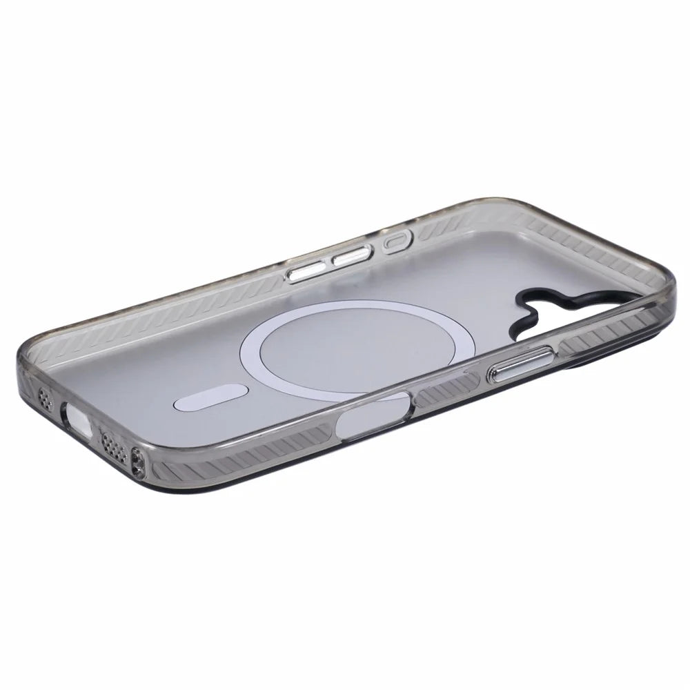 For iPhone 16 Plus Case Compatible with MagSafe Laser Effect TPU+Acrylic Phone Cover - Black - 5