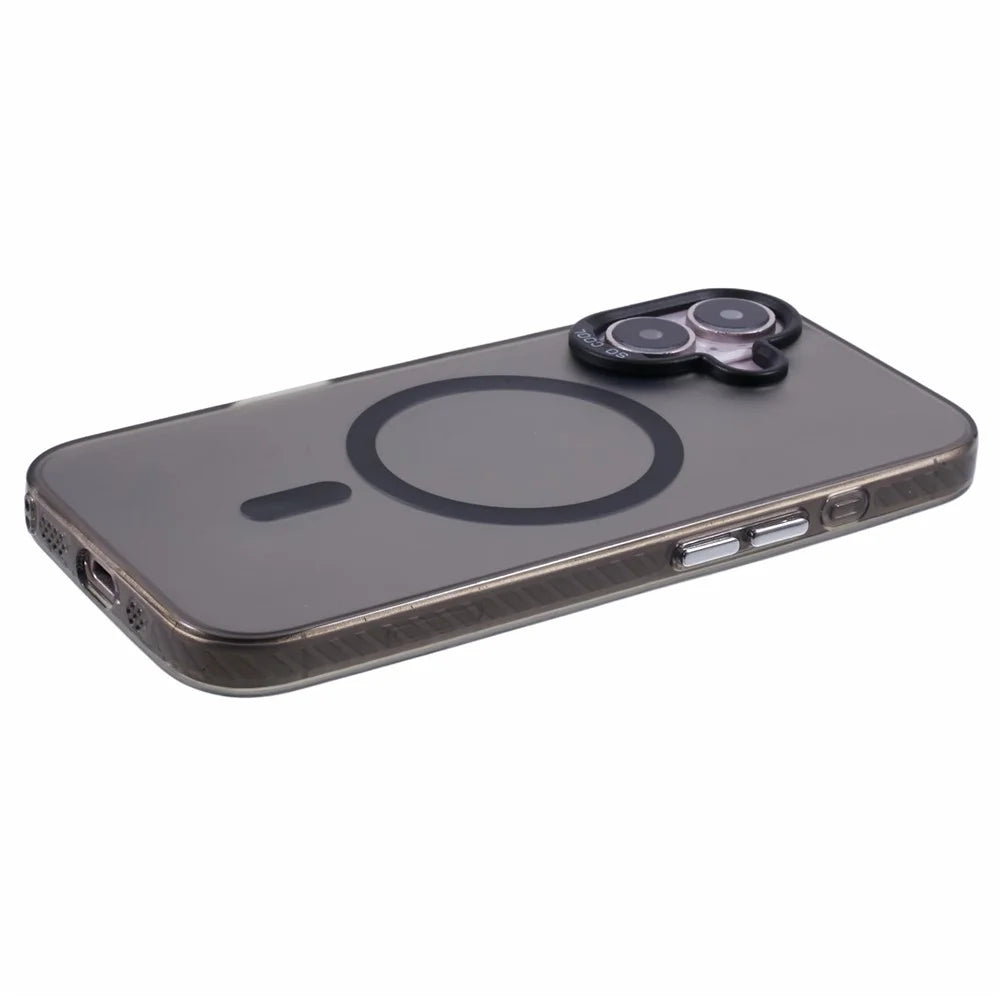 For iPhone 16 Plus Case Compatible with MagSafe Laser Effect TPU+Acrylic Phone Cover - Black - 6