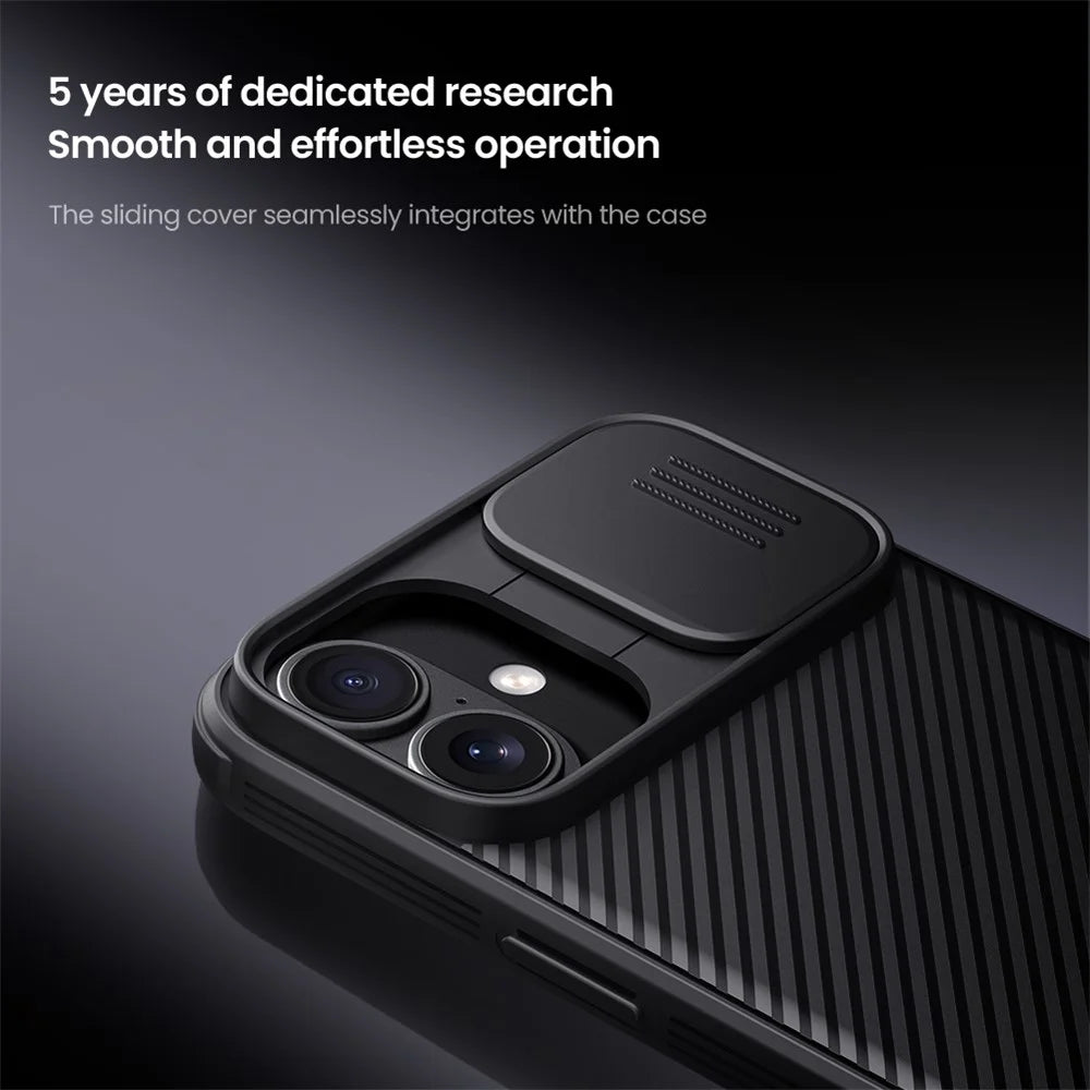 NILLKIN Camshield Pro Series for iPhone 16 Plus Case PC+TPU Slide Camera Lid Phone Cover - Black - 7