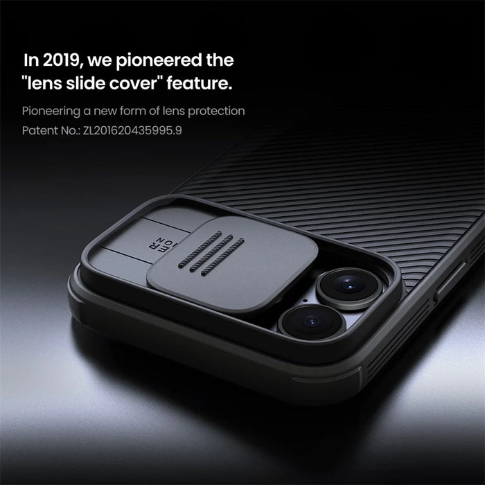 NILLKIN Camshield Pro Series for iPhone 16 Case PC+TPU Slide Camera Lid Phone Cover - Black - 6