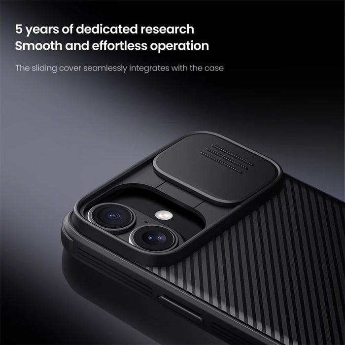 NILLKIN Camshield Pro Series for iPhone 16 Case PC+TPU Slide Camera Lid Phone Cover - Black - 7