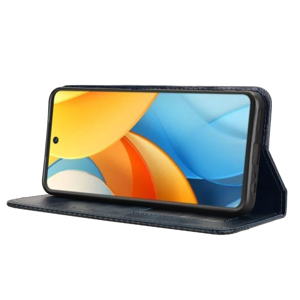 For ZTE nubia V60 Design / Blade V60 Design Leather Case Wallet Stand Retro Texture Phone Cover - Blue - 3