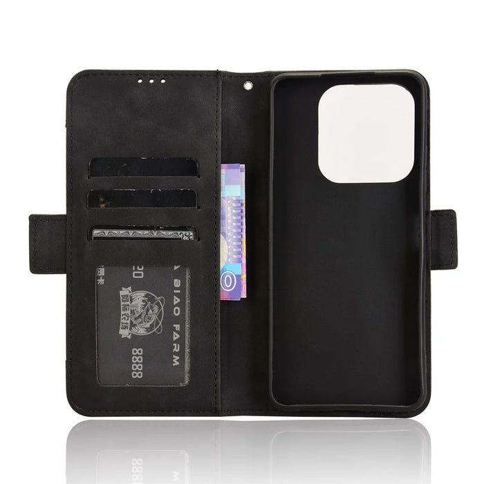 For ZTE nubia V60 Design / Blade V60 Design Leather Case Phone Wallet Cover with Multiple Card Slots - Black - 4