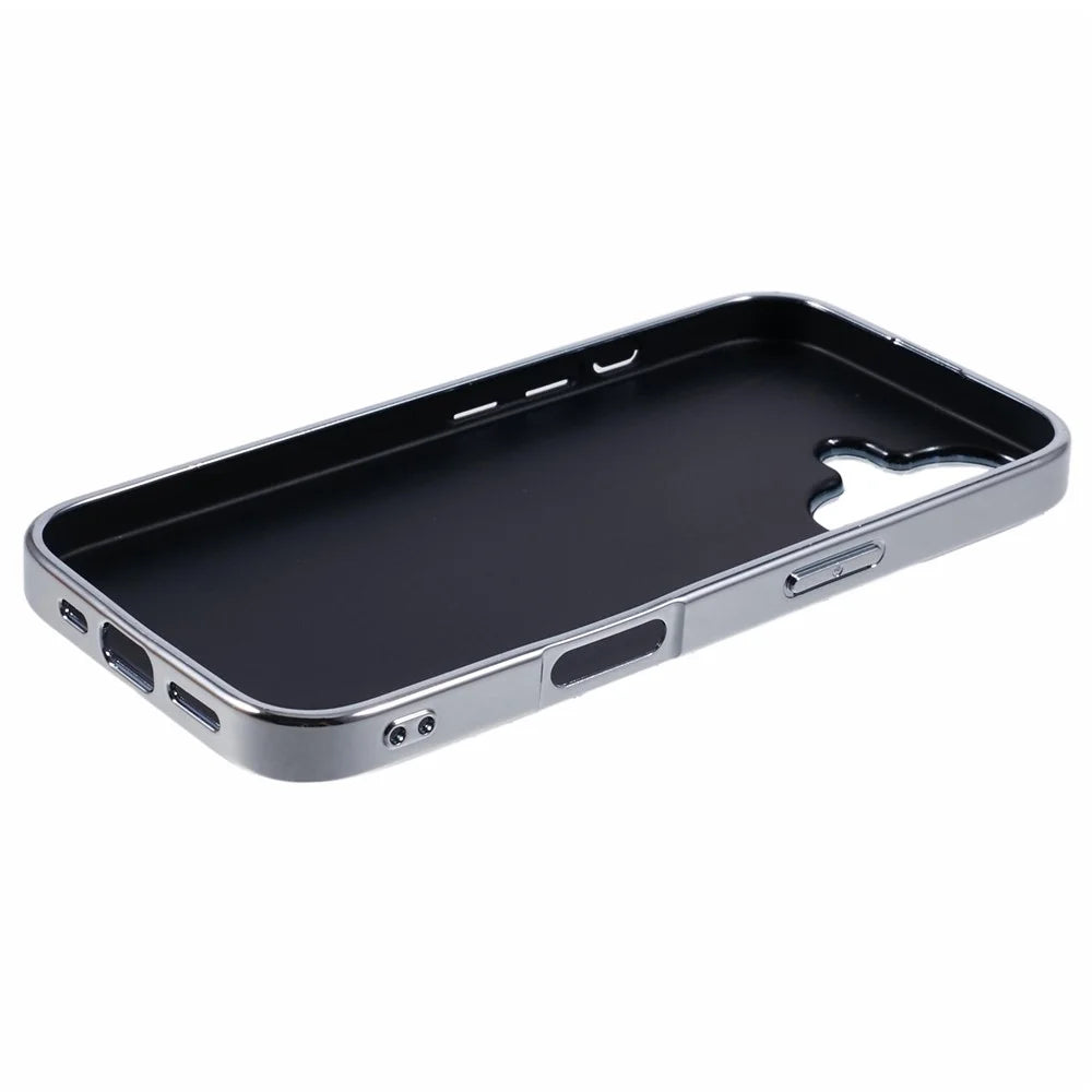 For iPhone 16 Case TPU + PC Sparkling Glitter Phone Back Cover - Silver - 4