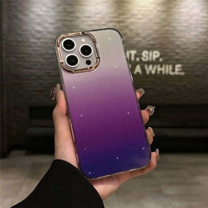 For iPhone 16 Pro Case IMD Gradient Glitter PC+TPU Protective Phone Cover - Purple - 2