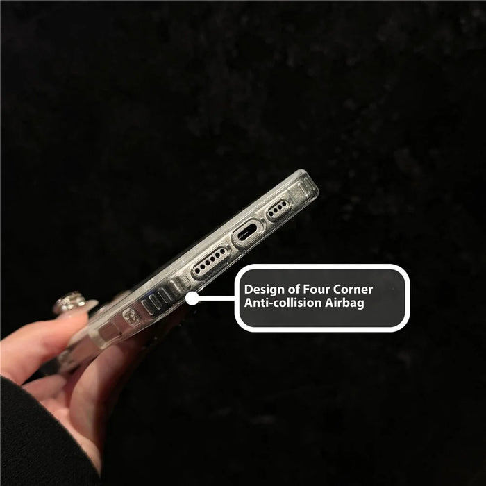 For iPhone 16 Pro Max Case IMD Shell Pattern PC+TPU Phone Cover - Transparent White - 5