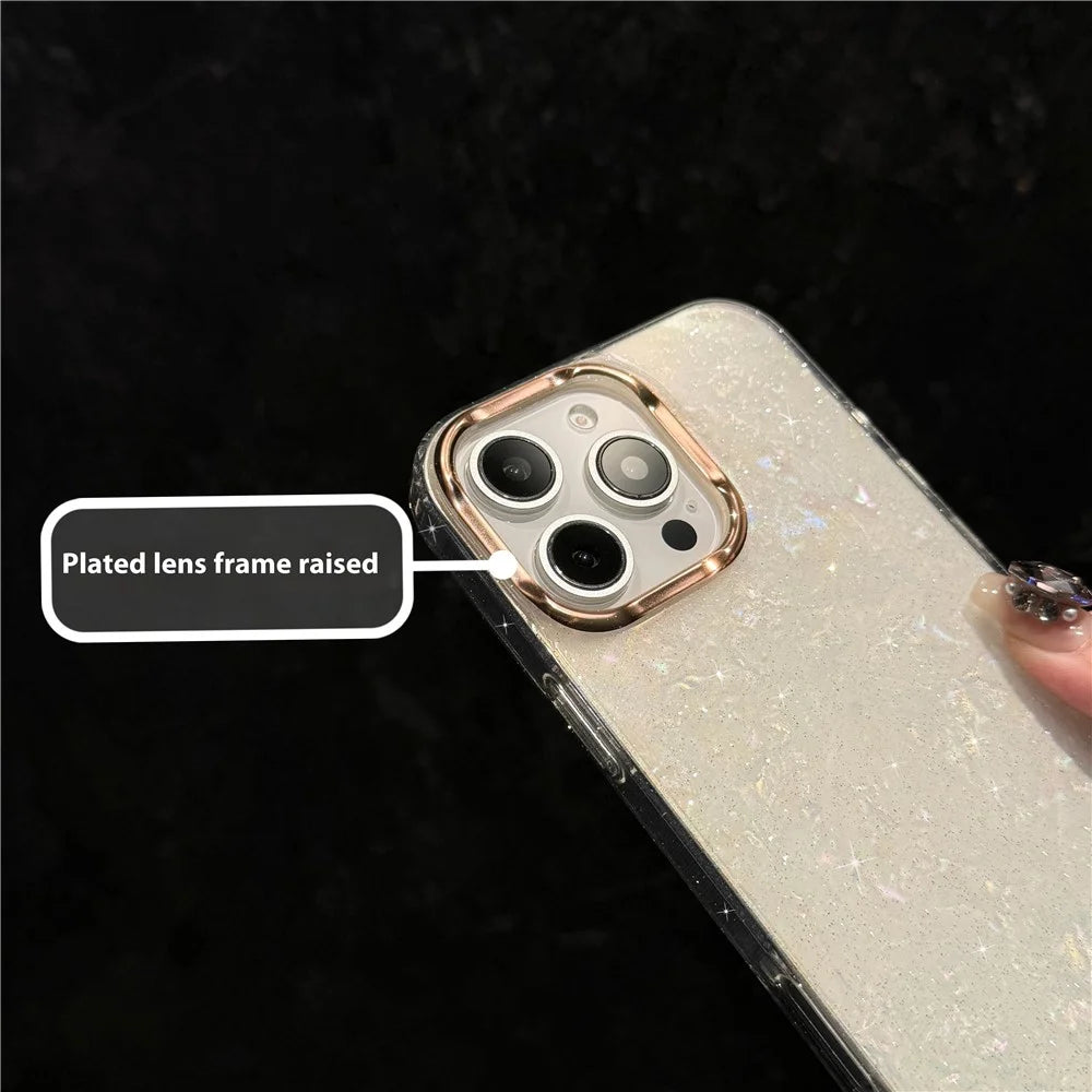 For iPhone 16 Pro Case IMD Shell Pattern PC+TPU Phone Cover - Transparent White - 3
