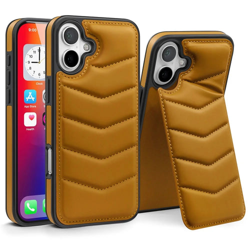 For iPhone 16 Case Compatible with MagSafe RFID Blocking Card Slot Leather Back Cover - Brown - 1
