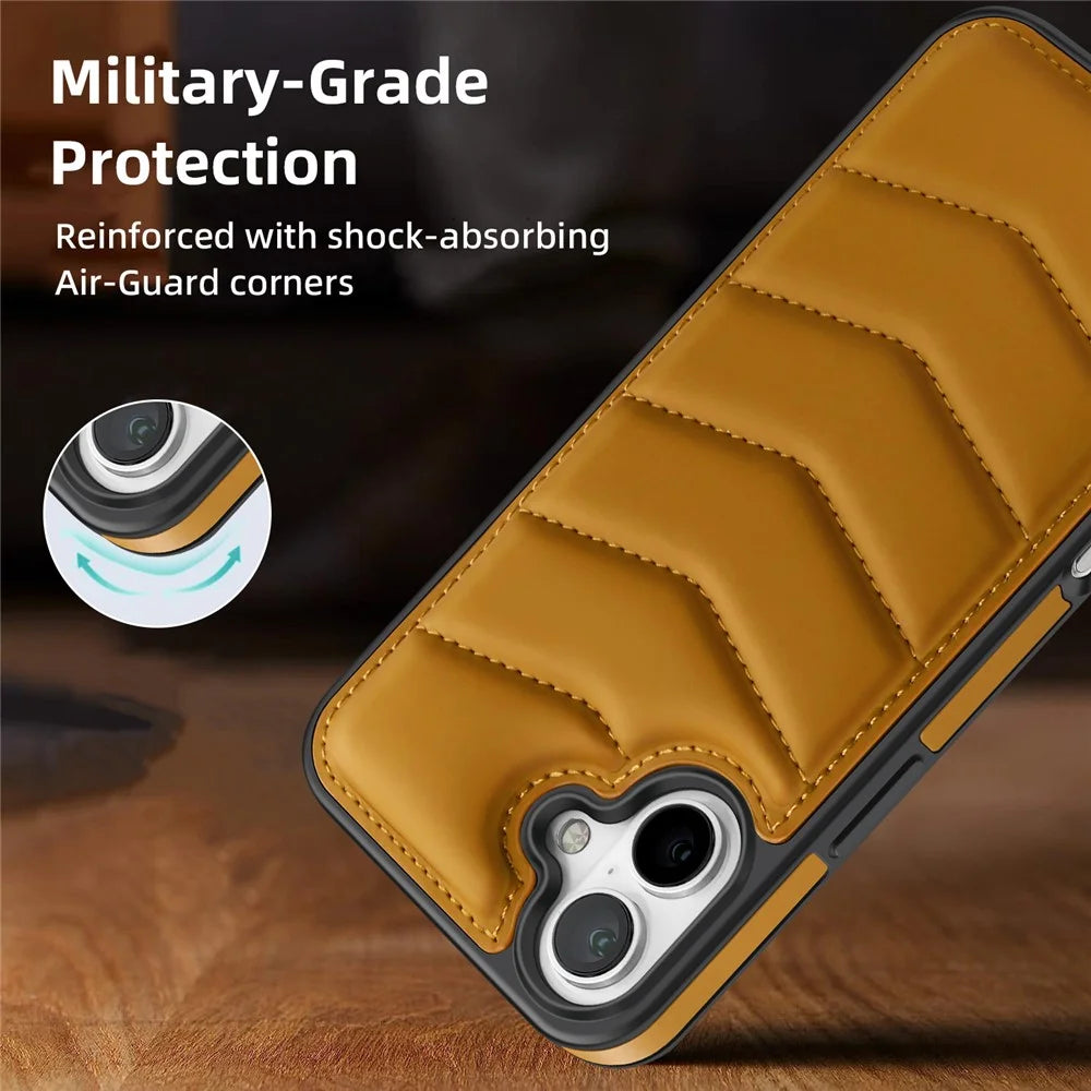 For iPhone 16 Case Compatible with MagSafe RFID Blocking Card Slot Leather Back Cover - Brown - 5