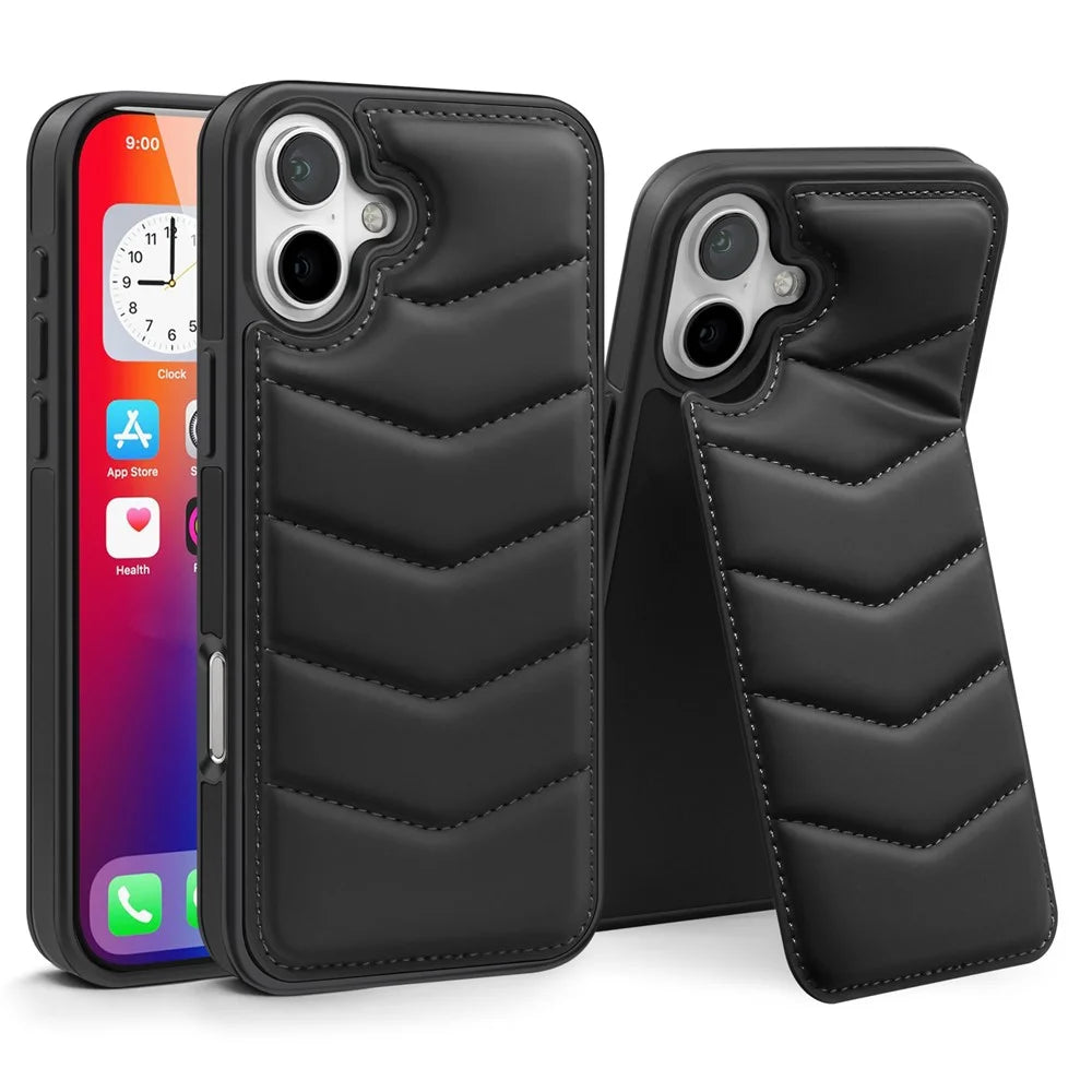 For iPhone 16 Plus Case Compatible with MagSafe RFID Blocking Card Slot Leather Back Cover - Black - 1