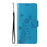 For iPhone 16 Pro Max Leather Case Butterfly Floral Imprint Wallet Stand Cover - Blue - 6