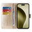 For iPhone 16 Pro Leather Case Butterfly Floral Imprint Wallet Stand Cover - Gold - 2