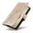 For iPhone 16 Pro Leather Case Butterfly Floral Imprint Wallet Stand Cover - Gold - 5