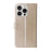 For iPhone 16 Pro Leather Case Butterfly Floral Imprint Wallet Stand Cover - Gold - 7