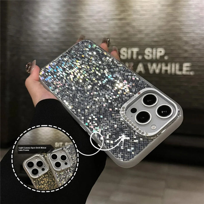 For iPhone 16 Pro Max Case IMD Rhombus Sparkling PC+TPU Phone Cover - Blue - 3
