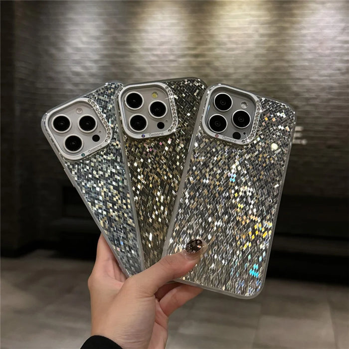 For iPhone 16 Pro Max Case IMD Rhombus Sparkling PC+TPU Phone Cover - Blue - 7