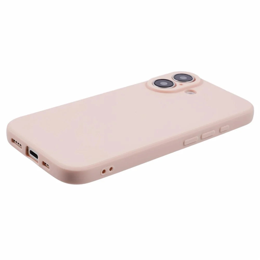 For iPhone 16 Case Precise Cut-Outs Straight Edge TPU Shockproof Phone Cover - Pink - 5