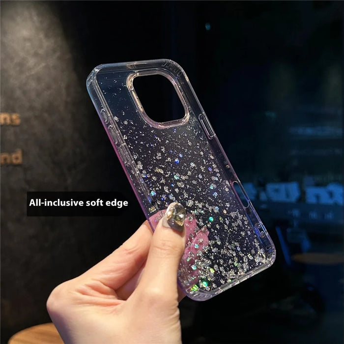 For iPhone 16 Pro Max Case IMD Bling Glitter PC+TPU Protective Cover - Purple - 6