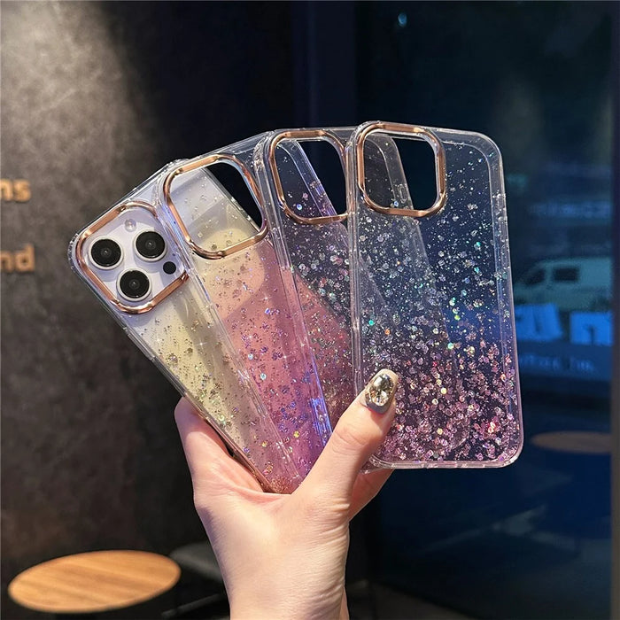 For iPhone 16 Pro Max Case IMD Bling Glitter PC+TPU Protective Cover - Purple - 7