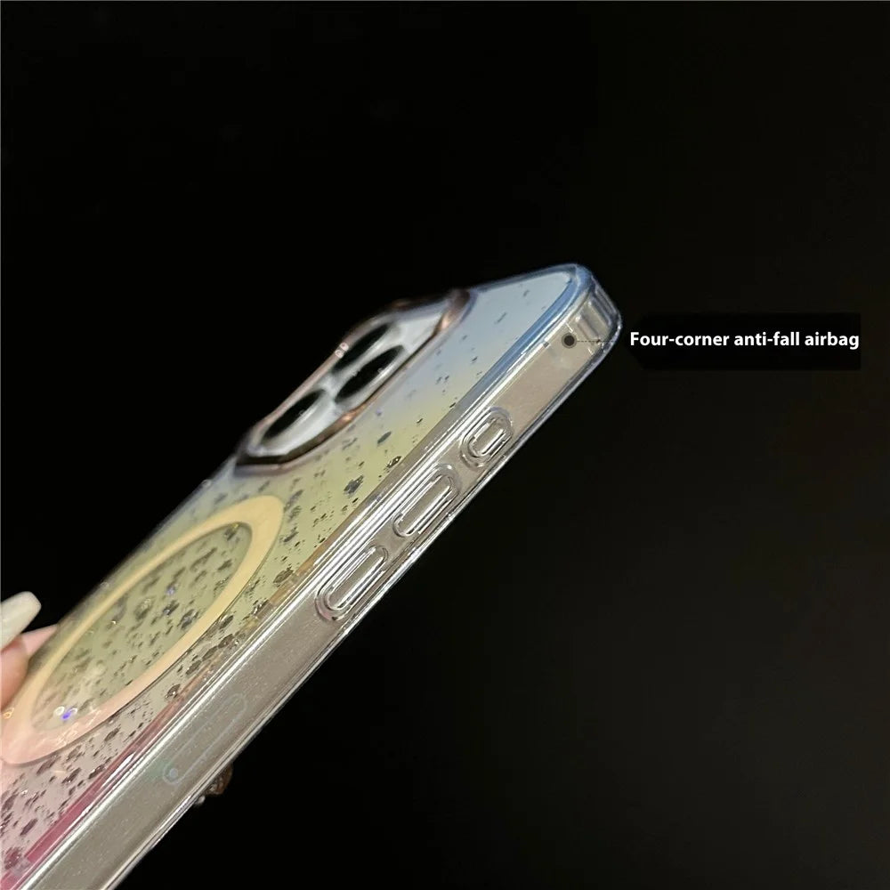 For iPhone 16 Pro Case Compatible with MagSafe IMD Bling Glitter PC+TPU Back Cover - Black - 4